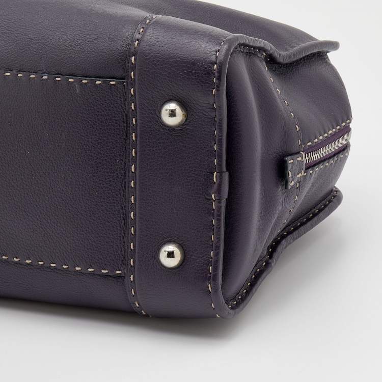 Pre Owned Loewe Purple Leather Wood Handle Amazona 36 Bag