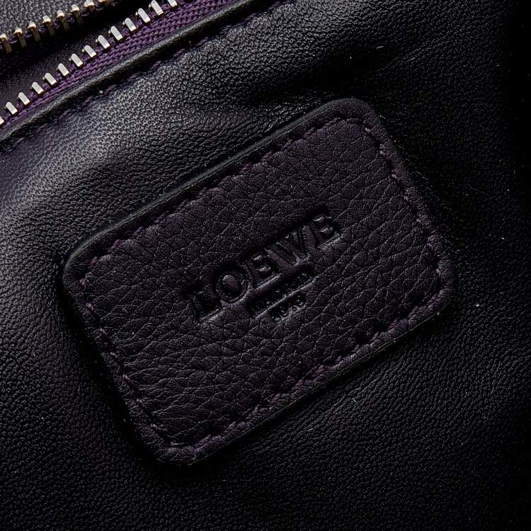 Pre Owned Loewe Purple Leather Wood Handle Amazona 36 Bag