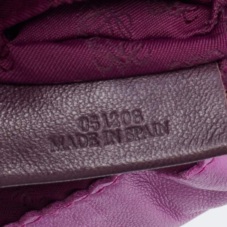 Pre Owned Loewe Purple Leather Flap Tassel Crossbody Bag