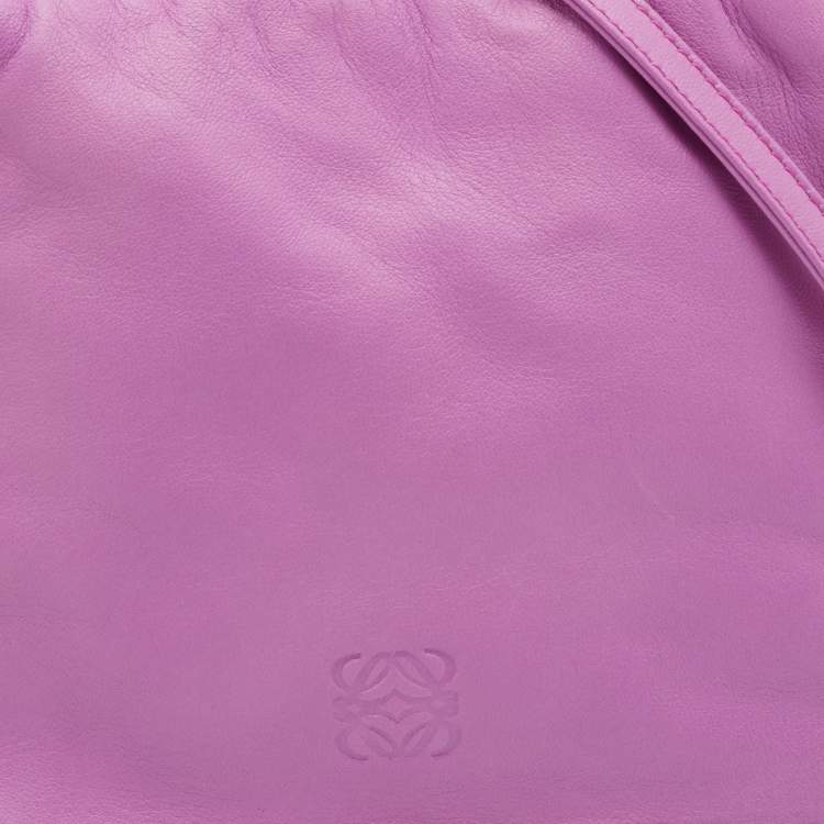 Pre Owned Loewe Purple Leather Flap Tassel Crossbody Bag