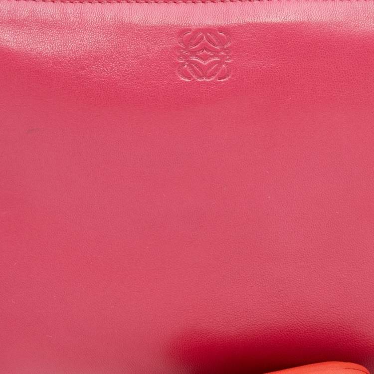 Pre Owned Loewe Pink Leather Logo Embossed Tassel Zip Pouch