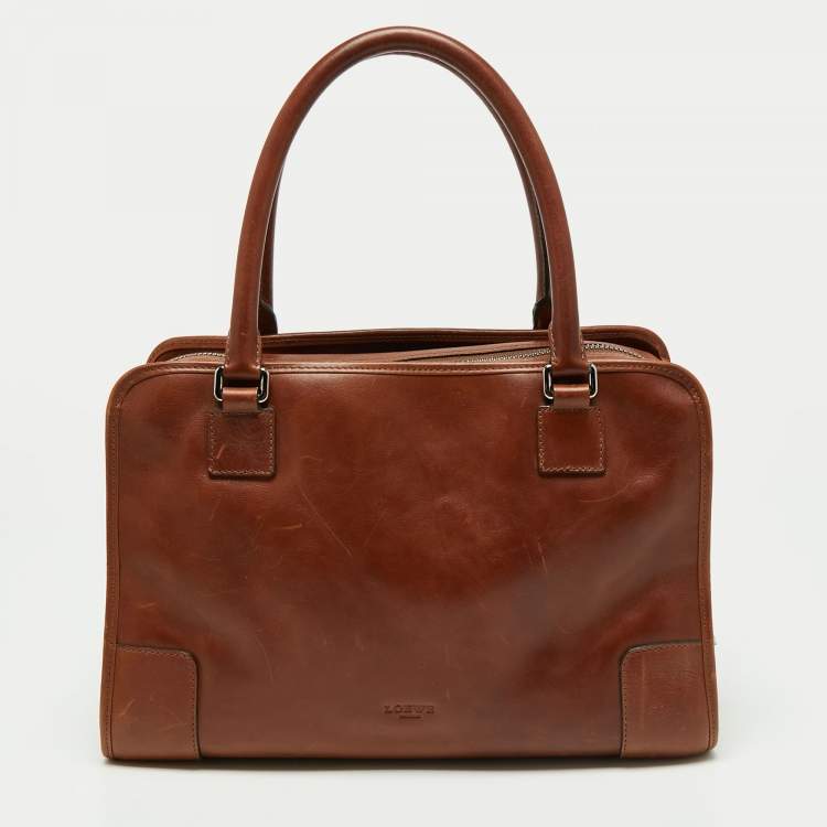Pre Owned Loewe Brown Leather Amazona Satchel