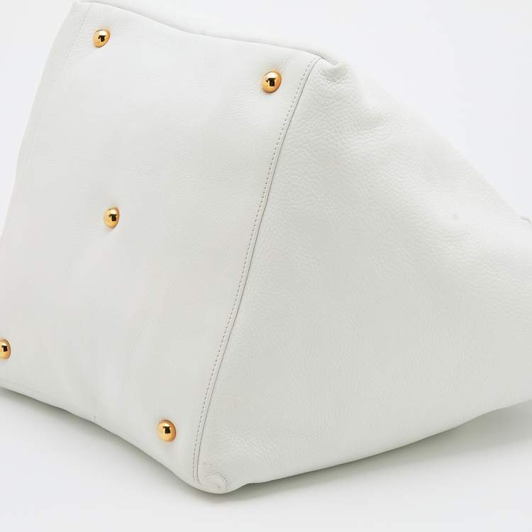 Pre Owned Loewe White Leather Calle Hobo