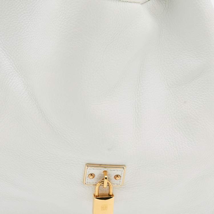Pre Owned Loewe White Leather Calle Hobo