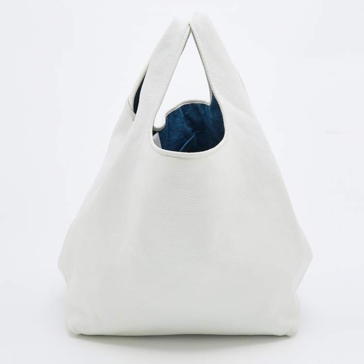 Pre Owned Loewe White Leather Calle Hobo