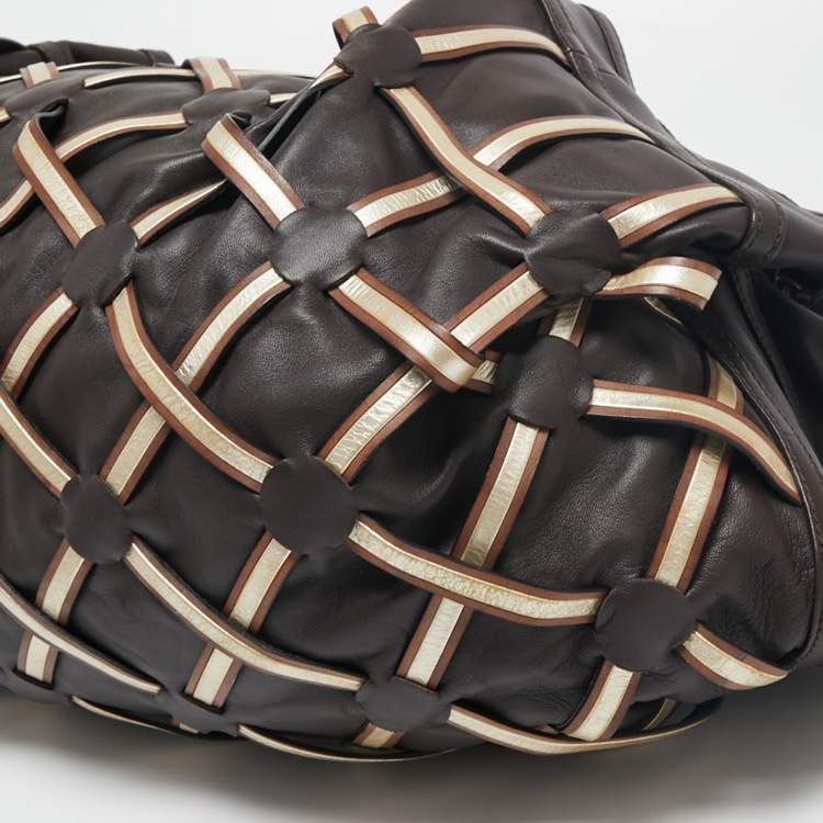 Pre Owned Loewe Brown Leather Mesh Limited Edition Satchel