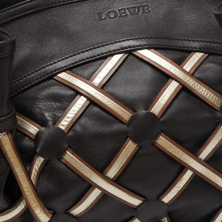 Pre Owned Loewe Brown Leather Mesh Limited Edition Satchel