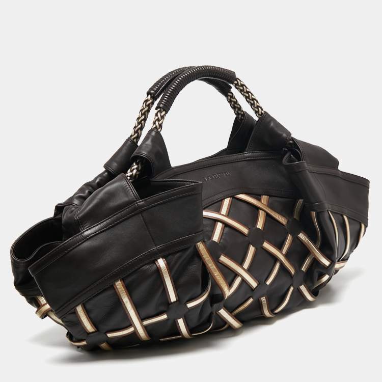 Pre Owned Loewe Brown Leather Mesh Limited Edition Satchel