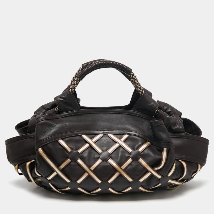 Pre Owned Loewe Brown Leather Mesh Limited Edition Satchel