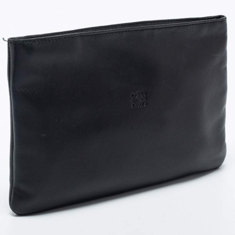 Pre Owned Loewe Black Leather Zip Pouch