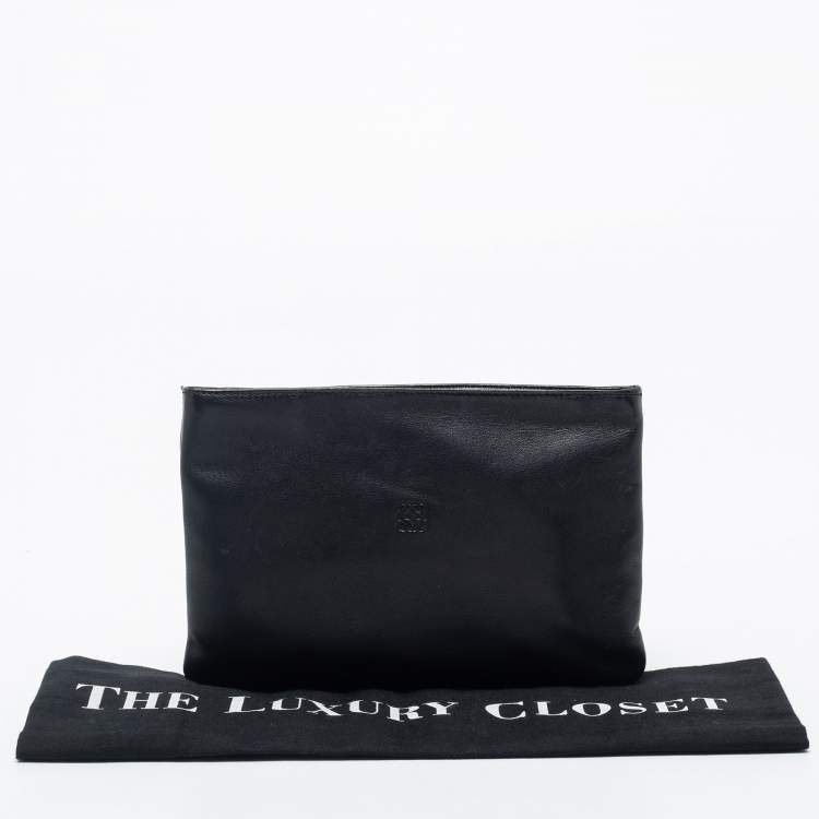 Pre Owned Loewe Black Leather Zip Pouch