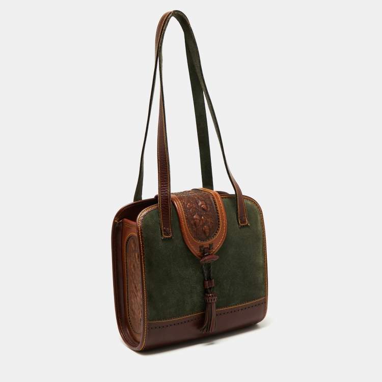 Pre Owned Loewe Multicolor Suede And Leather Vintage Shoulder Bag