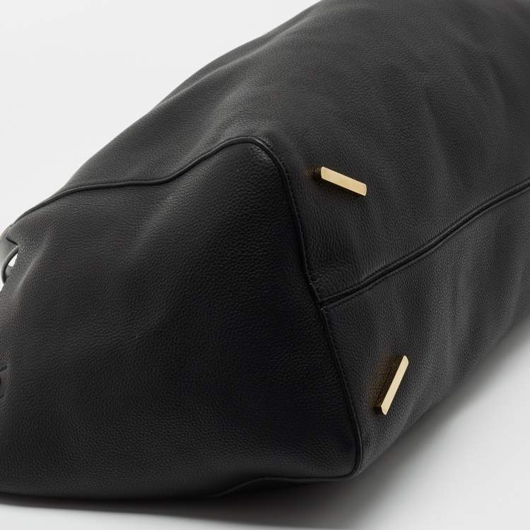 Pre Owned Loewe Black Leather Logo Shoulder Bag