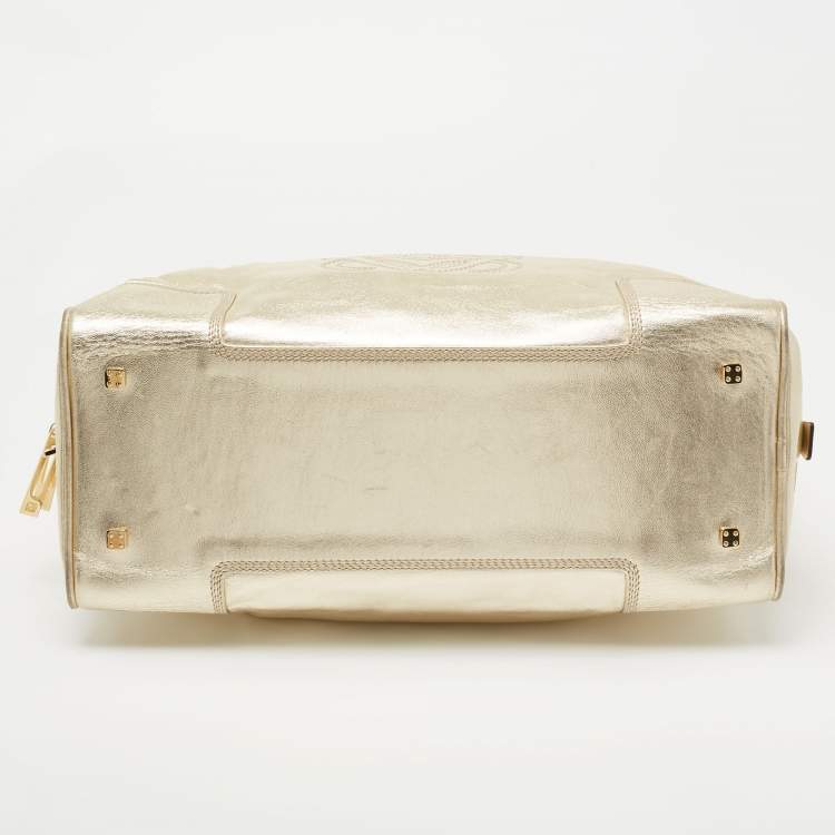 Pre Owned Loewe Metallic Gold Leather Medium Amazona Satchel