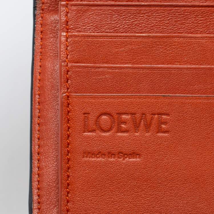 Pre Owned Loewe Burnt Orange Leather Anagram Trifold Wallet