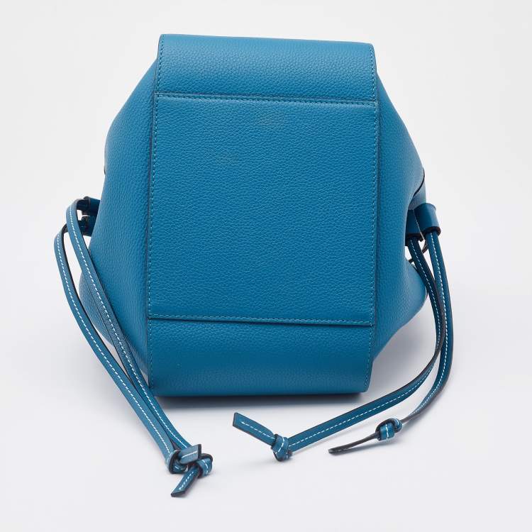 Pre Owned Loewe Blue Leather Small Hammock Drawstring Bag