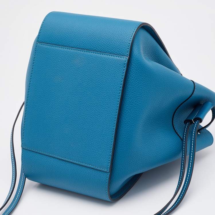 Pre Owned Loewe Blue Leather Small Hammock Drawstring Bag