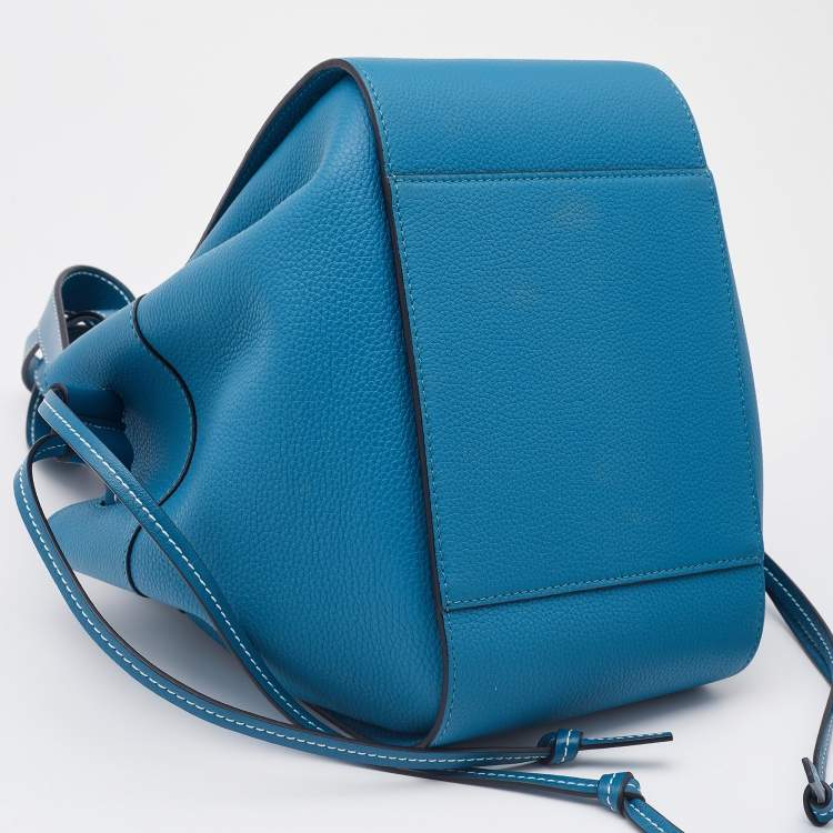 Pre Owned Loewe Blue Leather Small Hammock Drawstring Bag