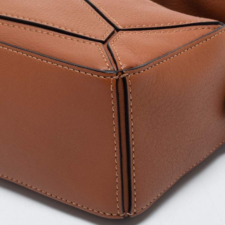 Pre Owned Loewe Brown Leather Mini Puzzle Shoulder Bag