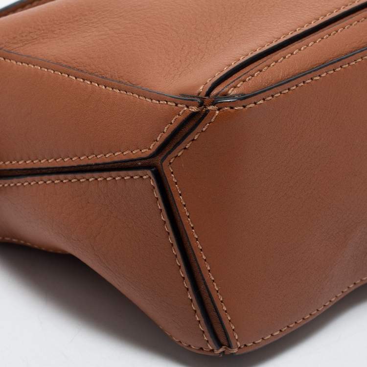 Pre Owned Loewe Brown Leather Mini Puzzle Shoulder Bag
