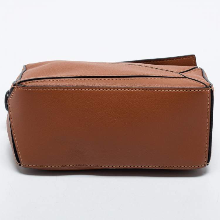Pre Owned Loewe Brown Leather Mini Puzzle Shoulder Bag