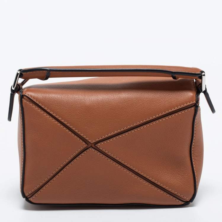 Pre Owned Loewe Brown Leather Mini Puzzle Shoulder Bag
