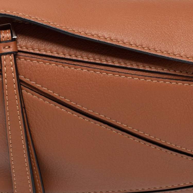 Pre Owned Loewe Brown Leather Mini Puzzle Shoulder Bag