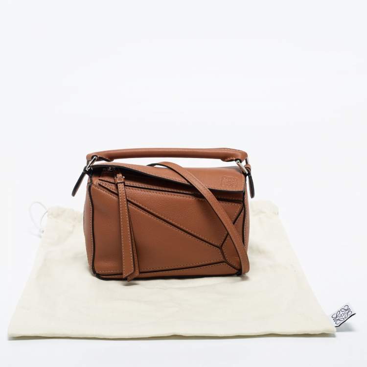 Pre Owned Loewe Brown Leather Mini Puzzle Shoulder Bag