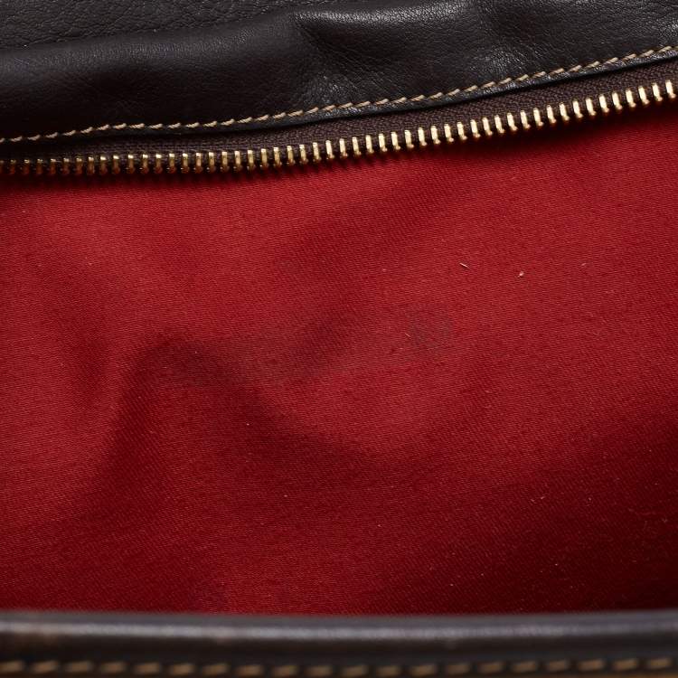 Pre Owned Loewe Tricolor Pebbled Patent and Leather Front Pocket Satchel