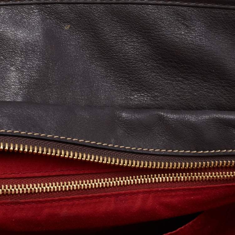 Pre Owned Loewe Tricolor Pebbled Patent and Leather Front Pocket Satchel