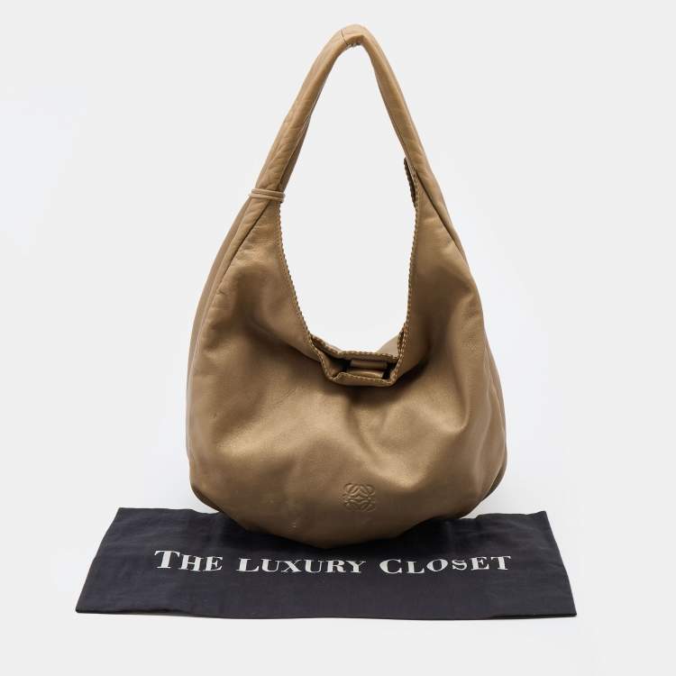 Pre Owned Loewe Gold Leather Tassel Hobo