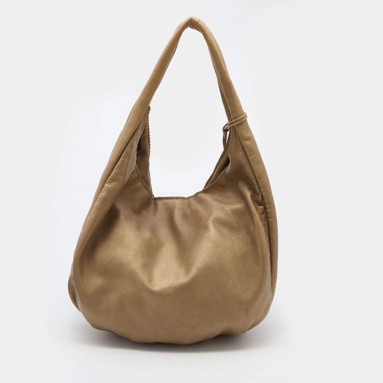 Pre Owned Loewe Gold Leather Tassel Hobo