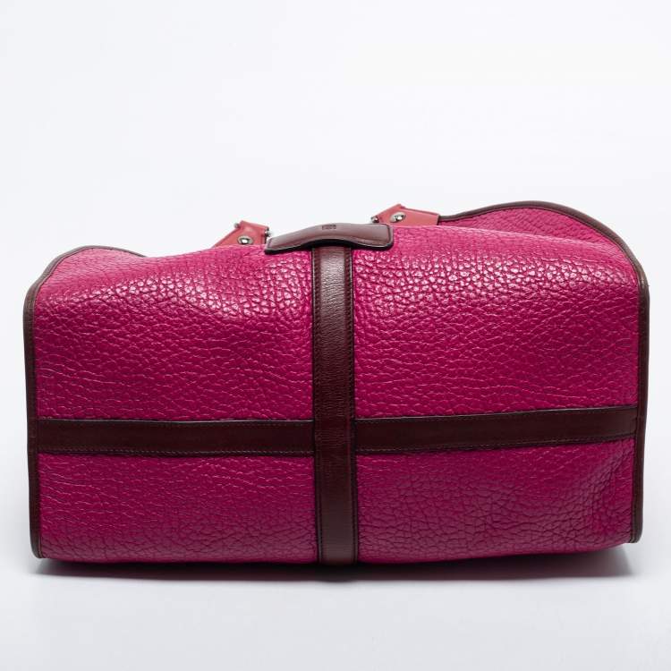 Pre Owned Loewe Pink/Brown Leather Turnlock Shoulder Bag