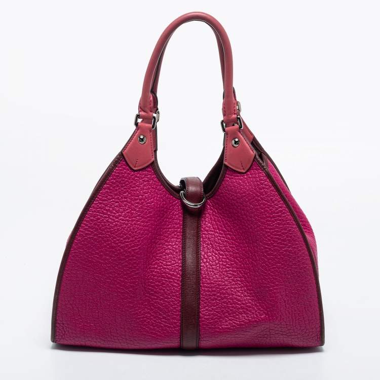 Pre Owned Loewe Pink/Brown Leather Turnlock Shoulder Bag