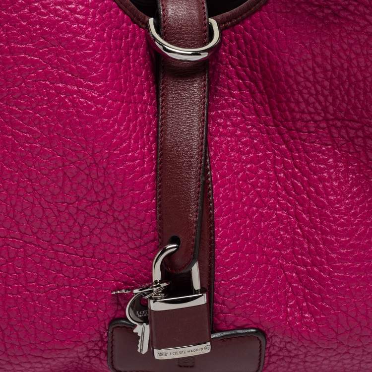 Pre Owned Loewe Pink/Brown Leather Turnlock Shoulder Bag