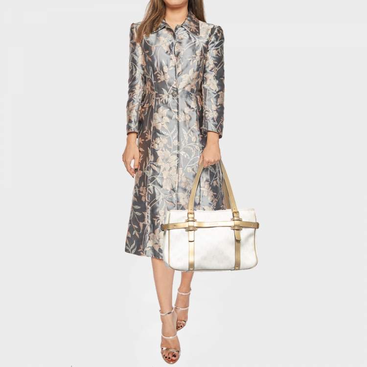 Pre Owned Loewe Beige/Metallic Signature Coated Canvas and Leather Tote