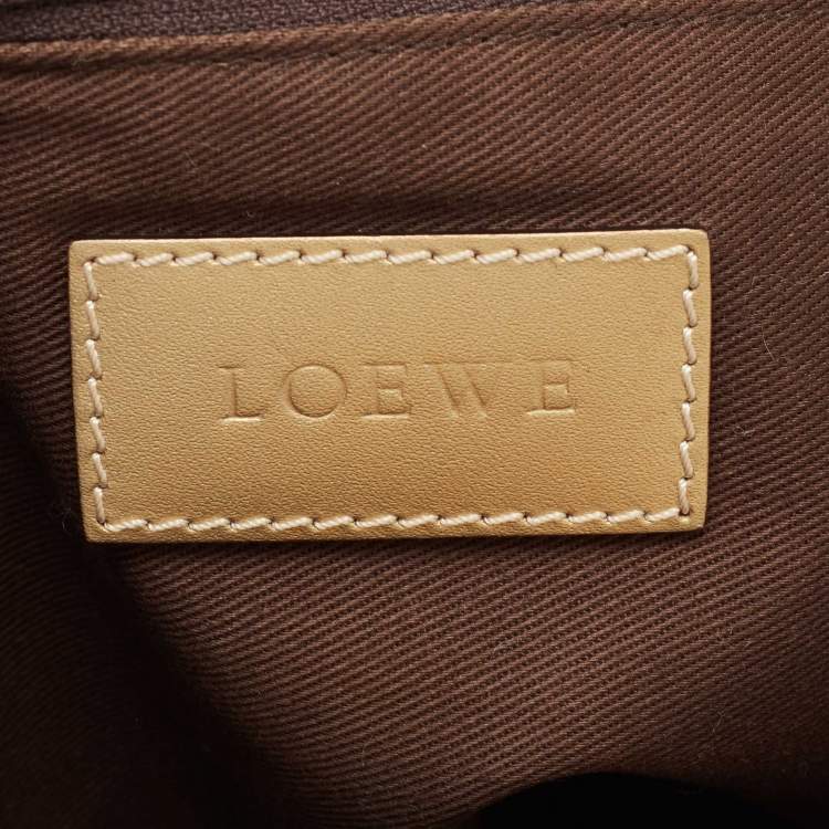 Pre Owned Loewe Beige/Metallic Signature Coated Canvas and Leather Tote