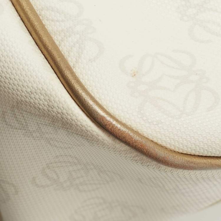 Pre Owned Loewe Beige/Metallic Signature Coated Canvas and Leather Tote