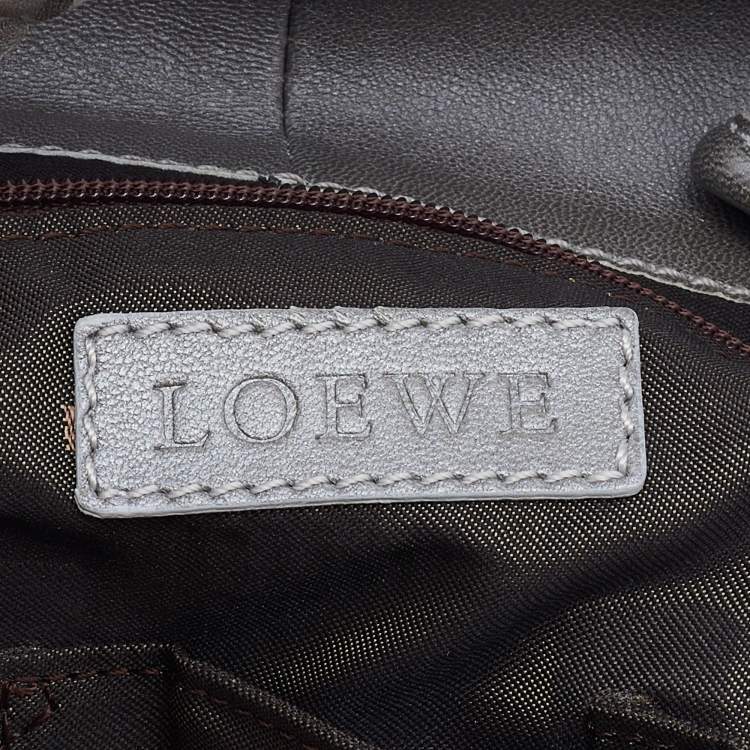Pre Owned Loewe Metallic Grey Leather Aire Hobo