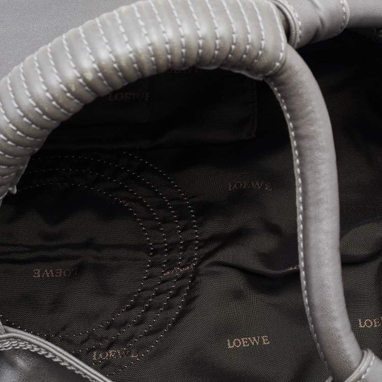 Pre Owned Loewe Metallic Grey Leather Aire Hobo