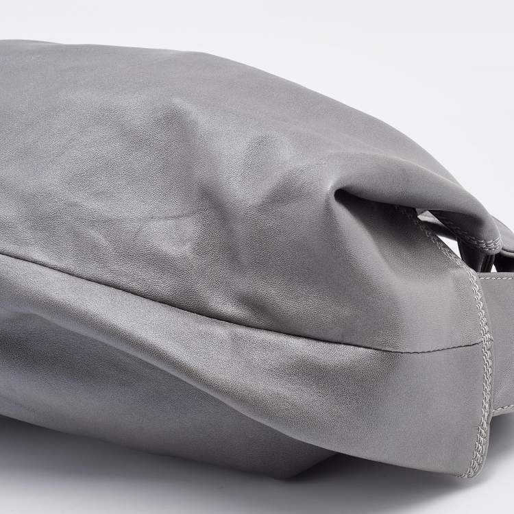 Pre Owned Loewe Metallic Grey Leather Aire Hobo