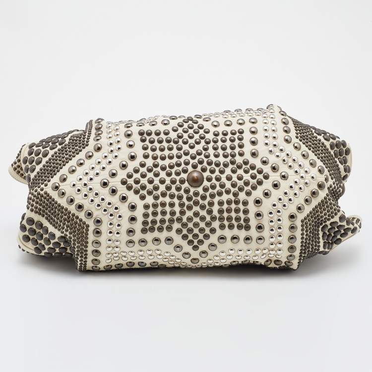 Pre Owned Loewe Light Beige Leather Special Edition Embellished Aire Hobo