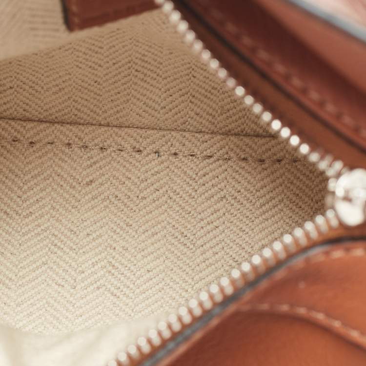 Pre Owned Loewe Brown Leather Nano Puzzle Crossbody Bag