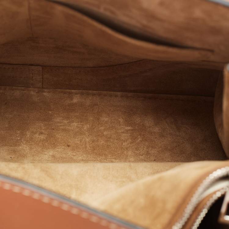 Pre Owned Loewe Tan/Beige Leather and Canvas Medium Gate Tote