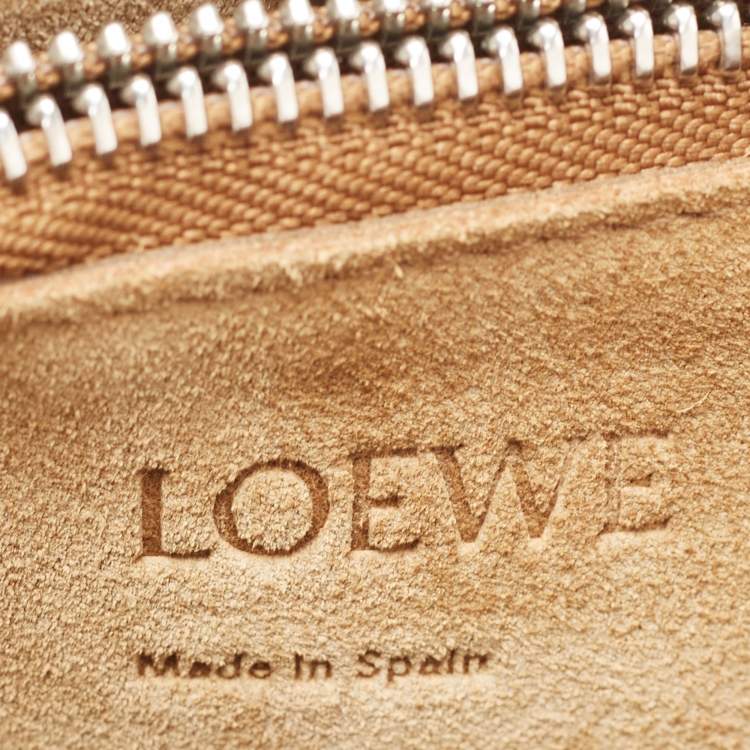 Pre Owned Loewe Tan/Beige Leather and Canvas Medium Gate Tote