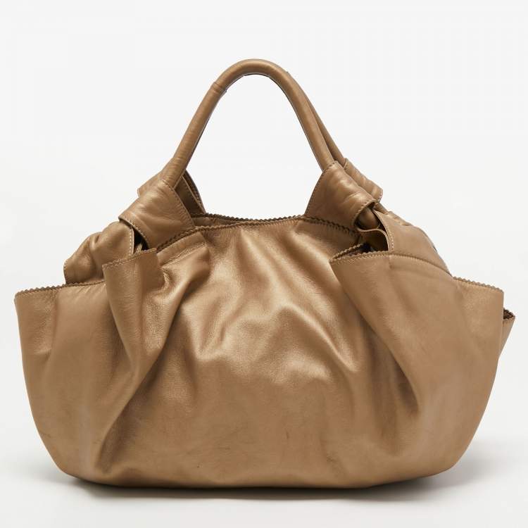 Pre Owned Loewe Metallic Gold Nappa Leather Aire Hobo
