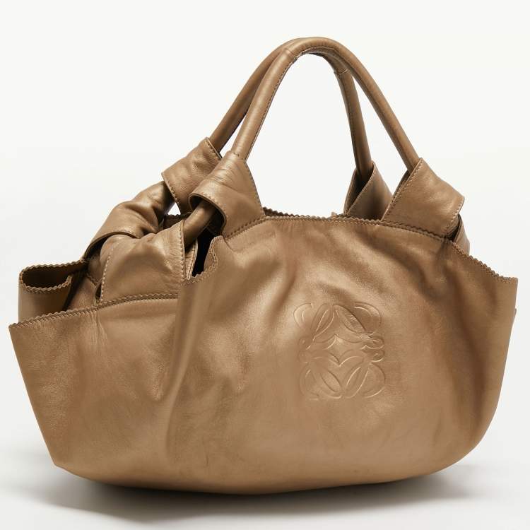 Pre Owned Loewe Metallic Gold Nappa Leather Aire Hobo
