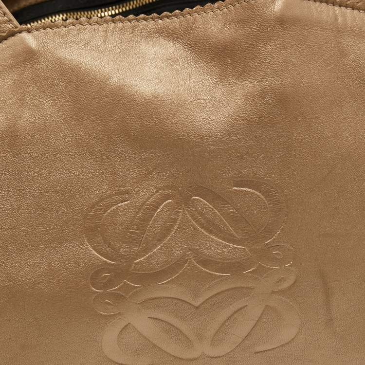 Pre Owned Loewe Metallic Gold Nappa Leather Aire Hobo