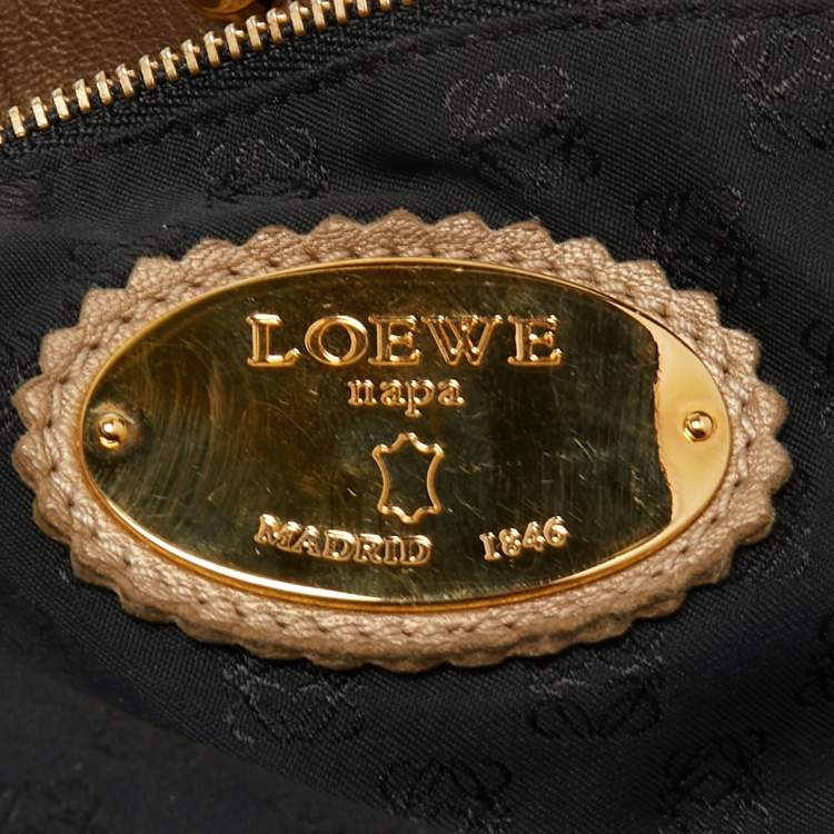 Pre Owned Loewe Metallic Gold Nappa Leather Aire Hobo