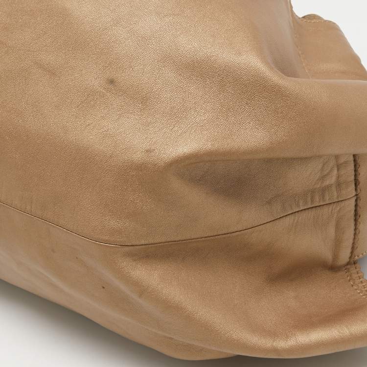 Pre Owned Loewe Metallic Gold Nappa Leather Aire Hobo